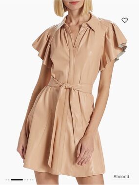 ALICE & OLIVIA faux leather almond color dress.